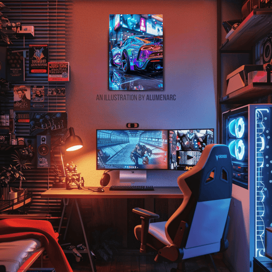 C035-Neon Metal Poster by Alumenarc