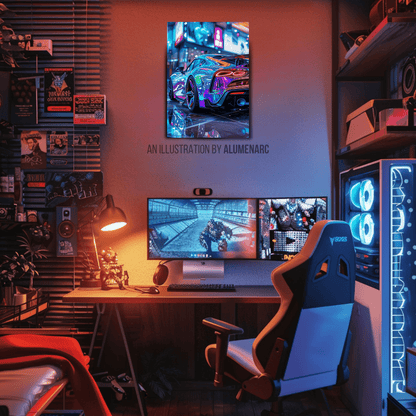 C035-Neon Metal Poster by Alumenarc