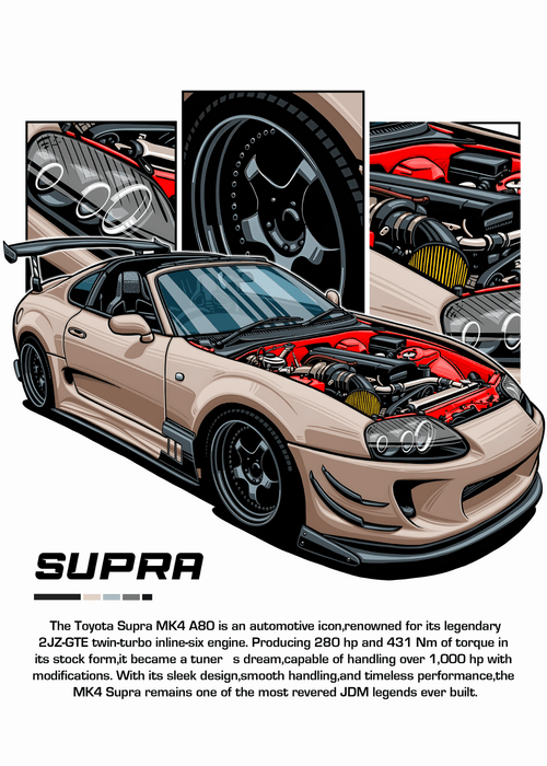 C110 - Supra Car Metal Poster by Alumenarc