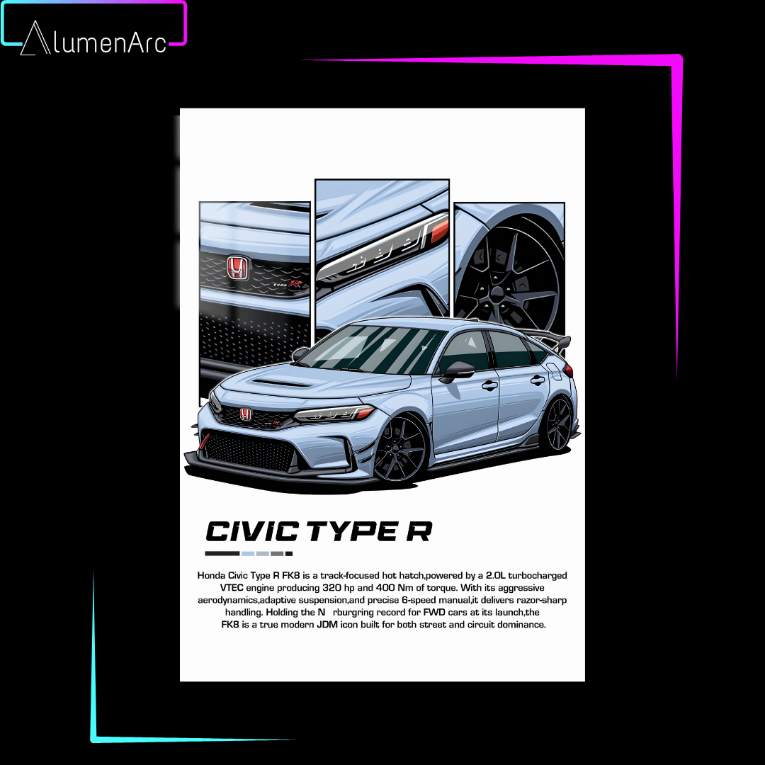 C114 - Civic Type - R Metal Poster by Alumenarc