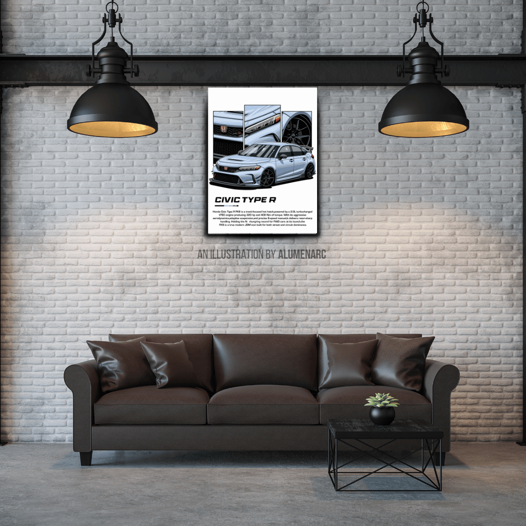 C114 - Civic Type - R Metal Poster by Alumenarc