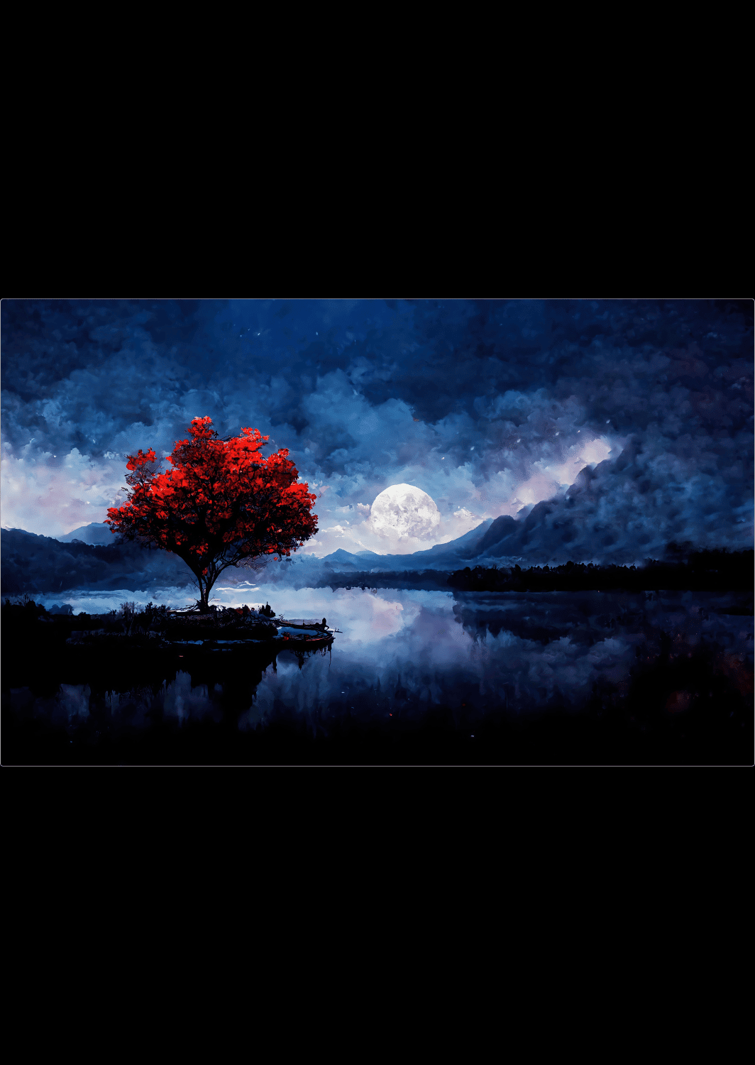 CAS024 - Moon & Crimson Tree Metal Poster by Alumenarc