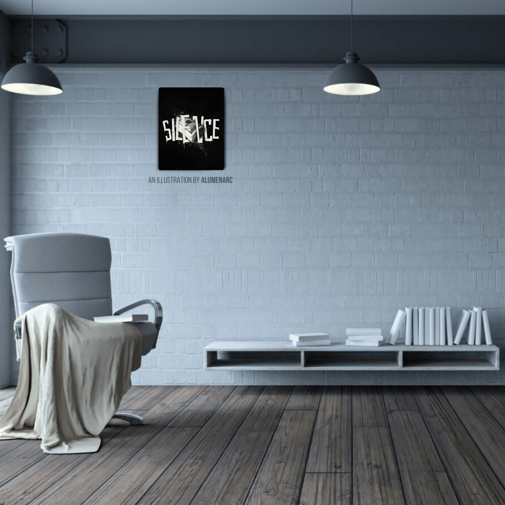 H011-Silence Metal Poster by Alumenarc