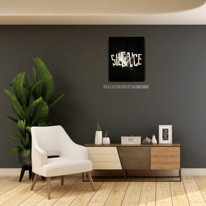 H011-Silence Metal Poster by Alumenarc