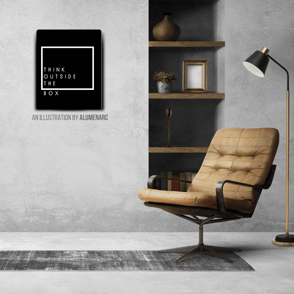 Q004 - Think Outside The Box Metal Poster by Alumenarc